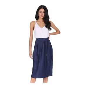 Armani Exchange AX Paris curve dress 14 pleated V neck stretch sleeveless midi